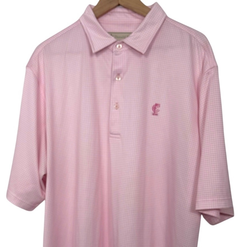 Donald Ross Mens XL Pink Gingham Golf Polo Shirt CCF 1896 Country Club Fairfield